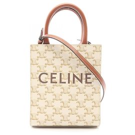 Céline Sac cabas vertical mini Triomphe Celine Marron Blanc