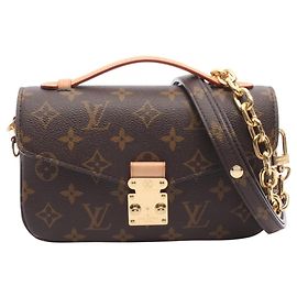 Louis Vuitton Pochette Metis EW Monogram Handbag Brown