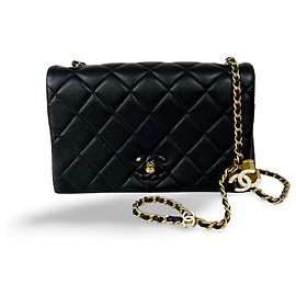 Chanel Enamel Multi CC Chain Flap gestepptes Lammleder Mini Tasche Schwarz