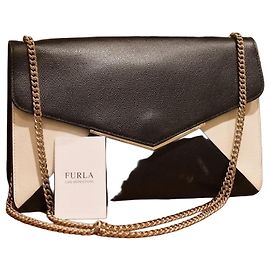 Furla Bolsa de Tiracolo em Couro Bicolor Preto e Branco Preto Branco