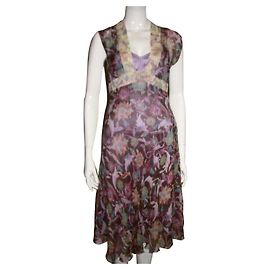 Diane Von Furstenberg Robe en soie DvF Oribel Imprimé Paradise Marron Rose Bleu Vert Violet