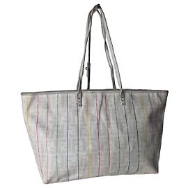 Fendi Sac Cabas Zucca à Rayures Blanc Multicolore