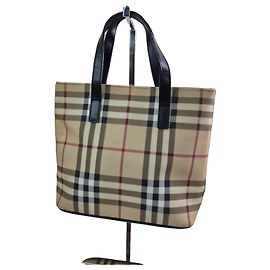 Burberry Haymarket Check Sac Cabas Marron Noir Beige