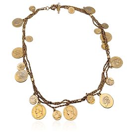 Blumarine Goldfarbene Metall-Multi-Münz-Kettenhalskette oder Gürtel Golden