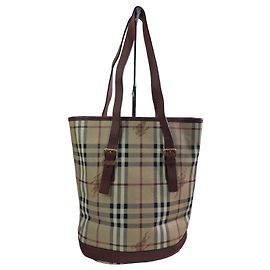Sac cabas Burberry Haymarket Check Marron Beige