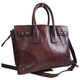 Bolsa Tote de couro Saint Laurent Sac de Jour Marrom
