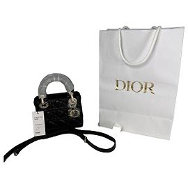 Borsa Micro Lady Dior in pelle d'agnello nera Nero