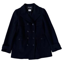 Chanel Double-breasted Black Wool Jacket Black
