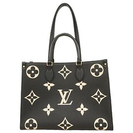 Borsa Tote Louis Vuitton Monogram Empreinte Bicolor OnTheGo MM Nero Beige