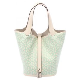 Hermès Hermes Picotin Lock PM Lucky Daisy Handbag Blue Green Cream