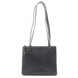 Chanel Grained Calfskin Black Tote Handbag Black