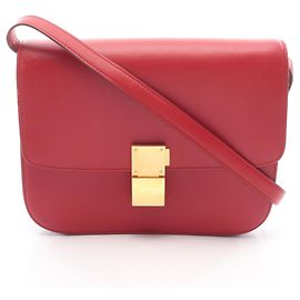 Céline Bolso de Hombro Celine Classic Box Medium Roja