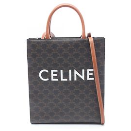 Céline Celine Small Vertical Cabas Triomphe Borsa Tote 2-Way Marrone Nero