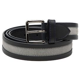 Cinto de couro de camurça masculino Louis Vuitton Marrom Azul marinho