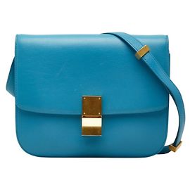 Céline Bolsa de Ombro Celine Classic Box Medium Azul claro