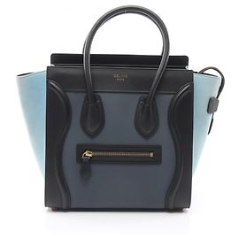 Céline Celine Luggage Micro Shopper Tote Bag Schwarz Blau Marineblau