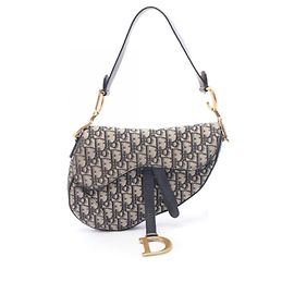 Bolsa Saddle Christian Dior Bege Azul marinho