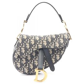 Mini bolso Saddle Christian Dior Beige Azul marino