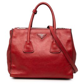 Borsa satchel Prada Red Glace Calf Twin Pocket Double Handle Rosso