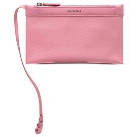 Balenciaga Pink Canvas Navy Cabas Pouch Pink