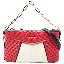 Borsa a tracolla biker in nappa bicolore rossa Miu Miu Rosso