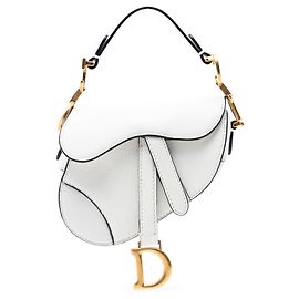 Sac Saddle en micro peau de chèvre blanc Dior Blanc