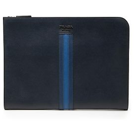 Prada Blue Saffiano Lux Clutch Blau Marineblau