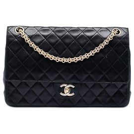 Chanel Black Medium CC Quilted Lambskin Bijoux Chain Double Flap Preto