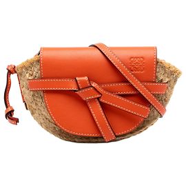 LOEWE Beige Mini Raffia Gate Crossbody Beige