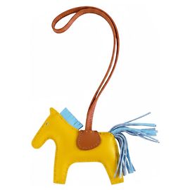 Hermès Yellow Milo Lammfell Grigri Rodeo Taschenanhänger PM Gelb