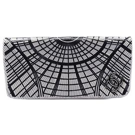 Chanel Gray Sequin Embellished Lambskin Grand Palais Clutch Brown
