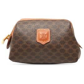 Céline Celine Brown Macadam Coated Canvas Pouch Brown