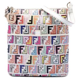 Fendi Blanco Multicolor Zucca Spalmati Forever Crossbody Otro