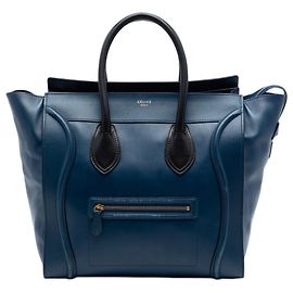 Céline Celine Blue Large Bicolor Leather Phantom Luggage Tote Blue