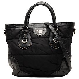Tote Prada Black Tessuto Cervo Lux 24H Nero