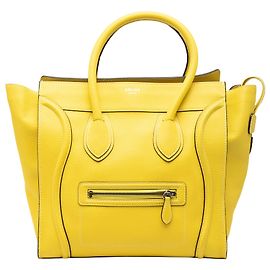 Céline Bolsa Tote Luggage Mini em couro de bezerro amarelo Celine Amarelo