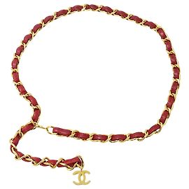 Cinturón de cadena para mujer Chanel Roja Dorado