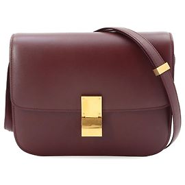 Céline Celine Classic Box Medium Shoulder Handbag Dark red