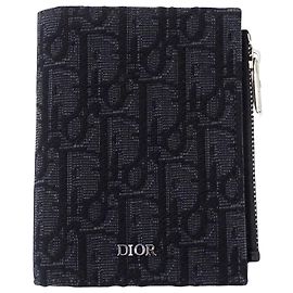 Christian Dior Black Bi-Fold Jacquard Wallet Black