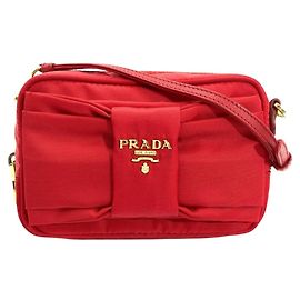 Mini borsa a tracolla Prada Ribbon Rosso