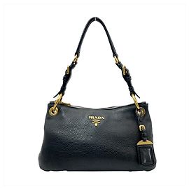 Borsa a tracolla in pelle nera Prada Nero