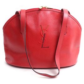 Saint Laurent Cassandra Logo Stitch Rundes Tote Bag Rot