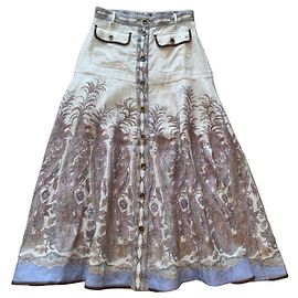 Falda maxi de mezcla de lino Zimmermann con estampado paisley Multicolor Beige Azul claro