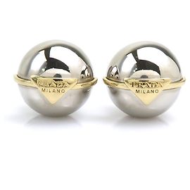 Prada Gold and Silver Stud Earrings Silvery Golden