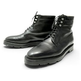 BOTAS CURTAS JOHN LOBB ALDER 8.5E 42.5 COURO COM FORMA BOTAS SAPATOS Preto