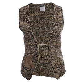 Chanel, hellbraune Bouclé-Weste mit goldenen Knöpfen Braun