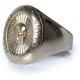 Alexander McQueen, Bague crâne dorée Doré Métallisé