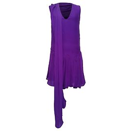 Dior Mini-Kleid mit Drapierungselement aus violetter Chiffon Lila