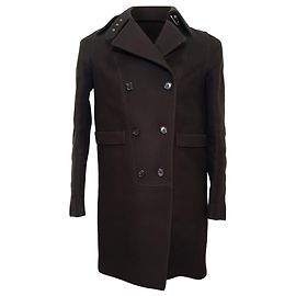 Givenchy Double-Breasted Coat in Brown Wool Brown Red