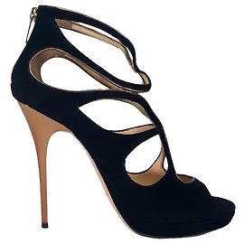 Sandales à talons découpées Jimmy Choo en daim noir Noir